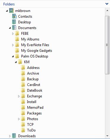 Palm Desktop folders in User directory. Now, here's the real problem for 